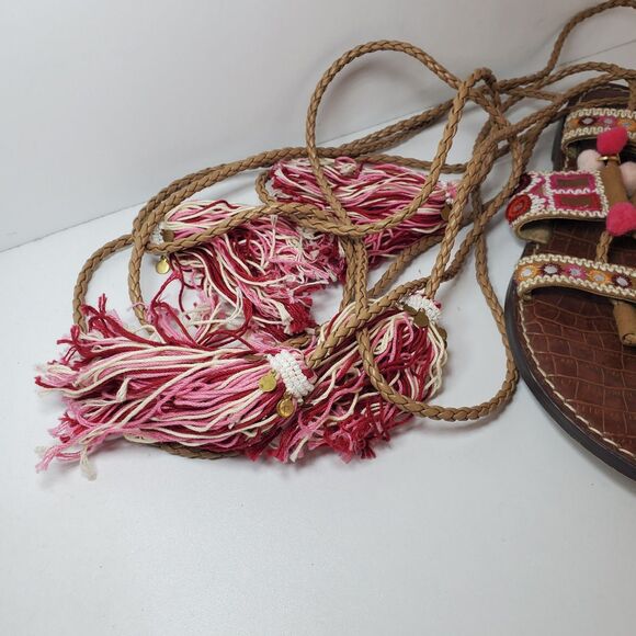 Sam Edelman Gretchen Boho Gladiator Tassle Sandal Pink Mixed Womens 9 Festival - Picture 3 of 8